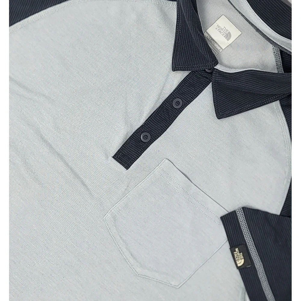The North Face Polo Shirt‎ Men's Medium Gray 2 Tone Flash Dry Short Sleeve